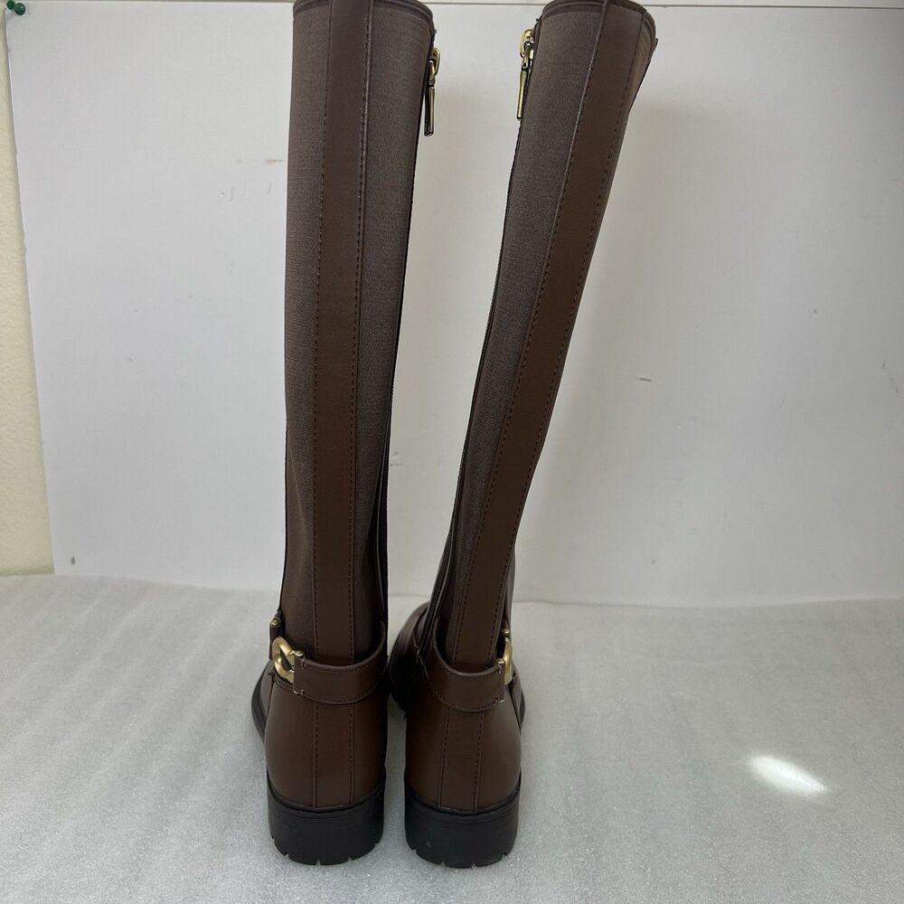 Coach Faith Leather Boots Womens Sz 6 Tall Riding Brown Walnut NEW Knee High - Picture 8 of 12